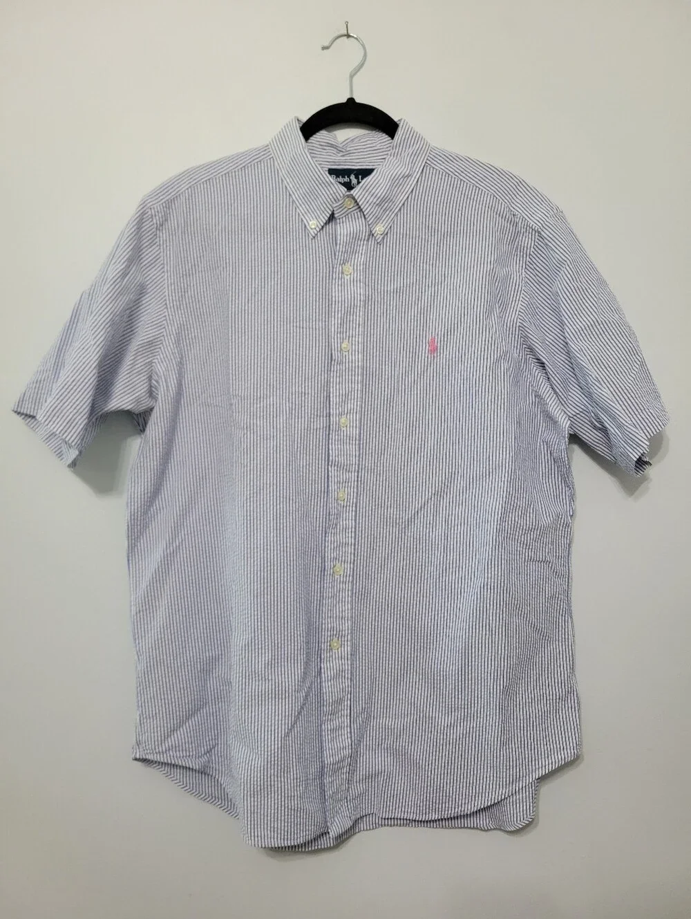 Lot of 3 Men's Polo Ralph Lauren Short Sleeve Shirts Polos Sz L Pink Blue Stripe